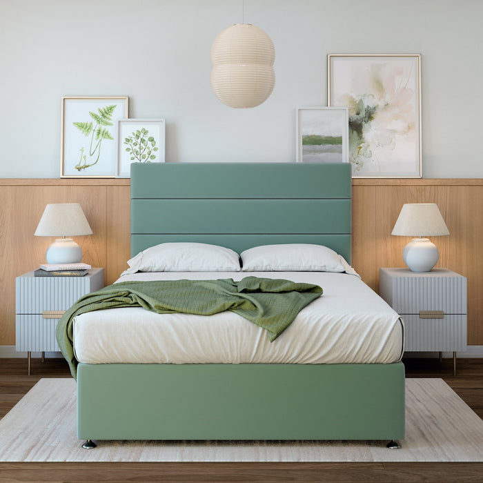 Rest RelaxRest Relax Sleep Plush Velvet Duck Egg Divan Bed with Headboard & Storage Options - Rest Relax