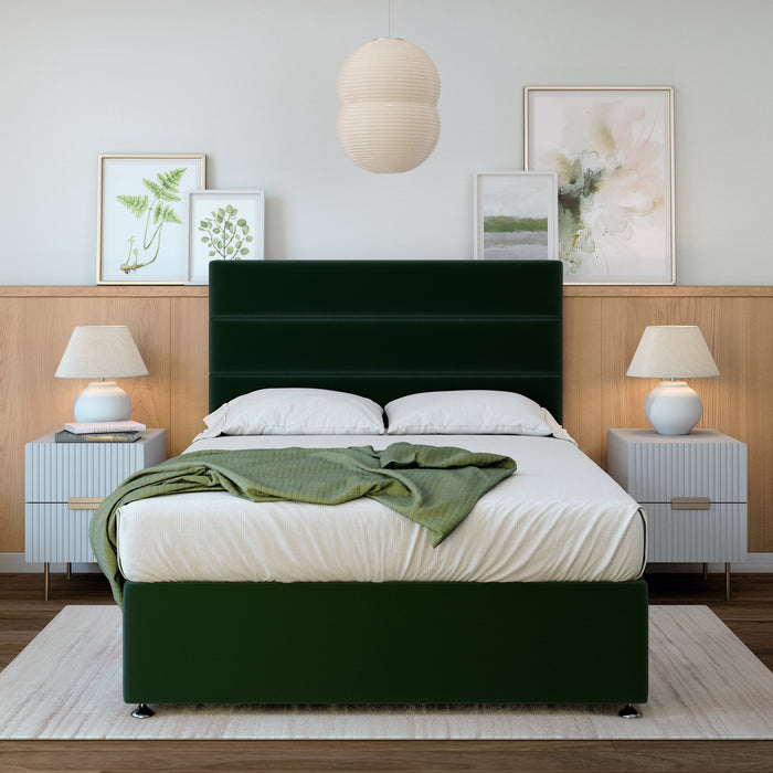 Rest RelaxRest Relax Sleep Plush Velvet Emerald Green Divan Bed with Headboard & Storage Options - Rest Relax