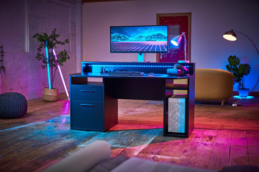 Rest RelaxRest Relax Warrior Gaming Desk in Black with LED Lights - Rest Relax