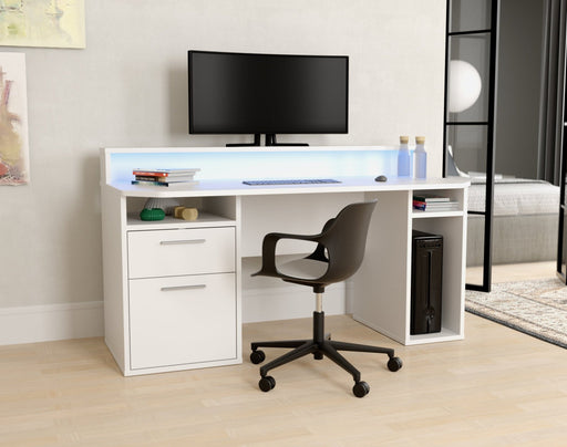Rest RelaxRest Relax Warrior Gaming Desk in White with LED Lights - Rest Relax